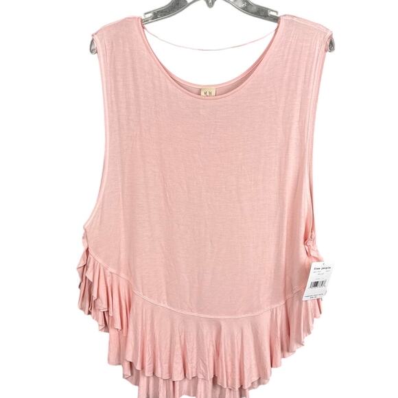 Free People We The Free Uptown Tank Top Ruffle Hem Ballet Pink Size L NWT Boho - Picture 4 of 8